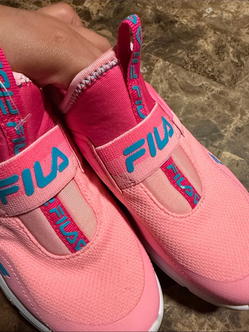 Fila Kids Hot Pink and Light Pink Slip-On Sneakers